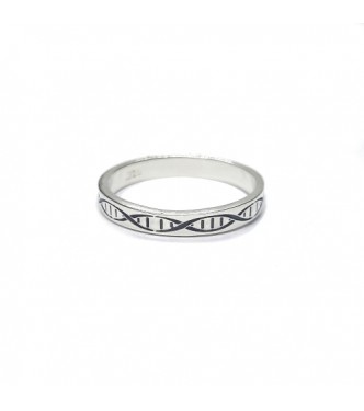 R002361 Handmade Sterling Silver Ring Band DNA 3.5mm Wide Genuine Solid Stamped 925